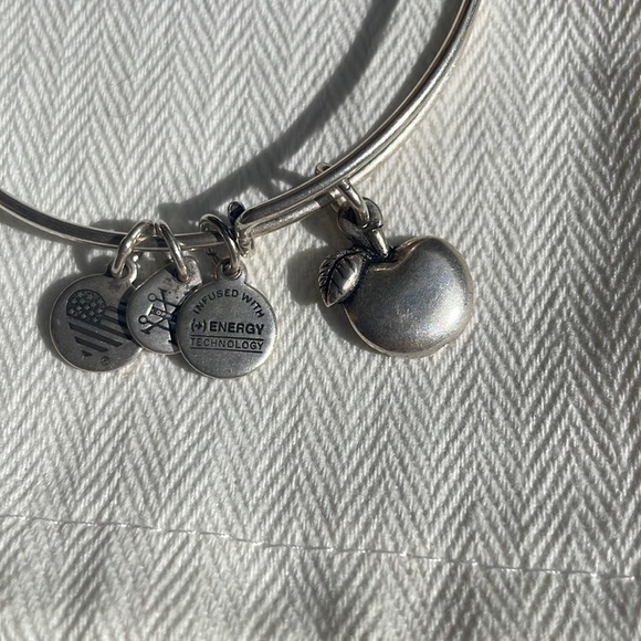 Alex and Ani Apple Bangle Bracelet Rare Charm silver - Picture 2 of 2